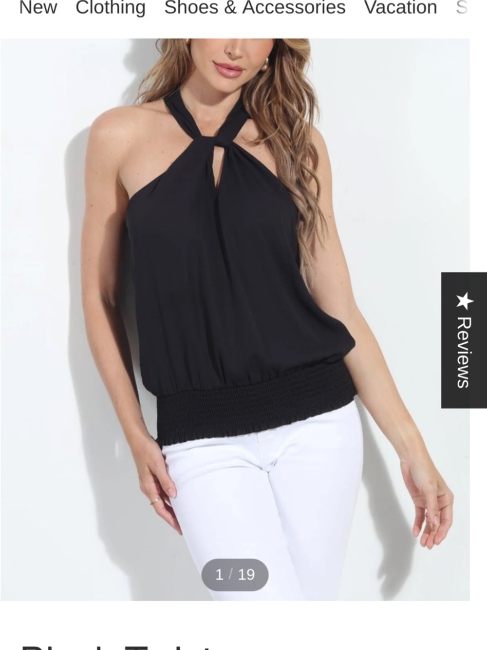Veronica M Black Neck Twist Halter Top